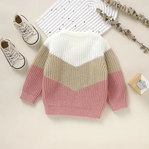 Vista 3 de LAGKIYOJ Suéter de punto de manga larga para bebé niña pequeña con bordado de bastón de caramelo, ropa de otoño e invierno