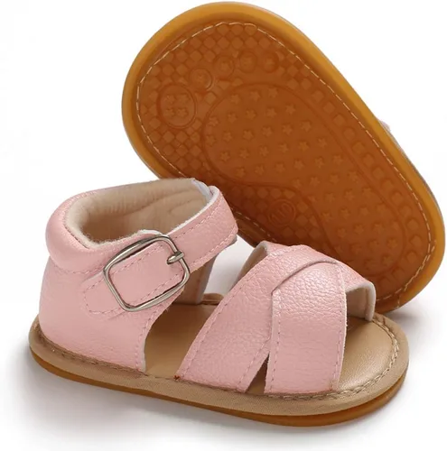 Vista 4 de SOFMUO Sandalias brillantes con lazo para bebés, niñas y niños, suela de goma antideslizante y suave de primera calidad, zapatos de verano