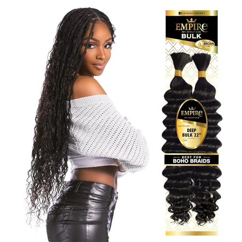 Vista 9 de Sensationnel Empire Bulk Braiding – Trenzado a Granel – Trenzas de cabello humano profundo para estilos de caja boho sin nudos o estilos de ondas