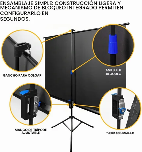 Vista 5 de Kodak Pantalla de proyector de 100 pulgadas, soporte para trípode, 16:9, bolsa de transporte