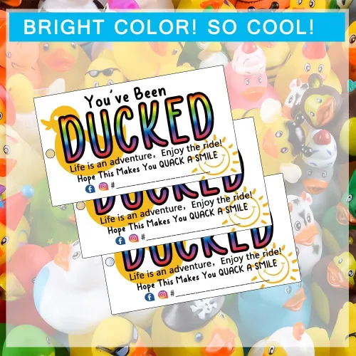 Vista 5 de You've Been Ducked, etiqueta de pato de pato, tarjeta de juego de patito de pato, tamaño de tarjeta de visita de 3.5 x 2 pulgadas, diseño de fondo