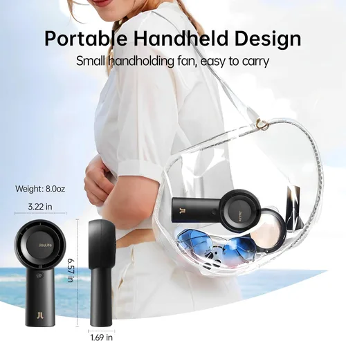 Vista 5 de JISULIFE - Ventilador de bolsillo turbo portátil portátil recargable Negro