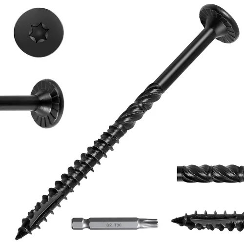 Vista 16 de FMhotu 100 Tornillos para Madera Negros con Cabeza de Estrella de 2-7/8 Pulgadas - Tornillos Resistentes al Óxido para Terrazas de Madera