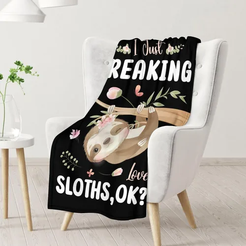 Vista 2 de Manta de perezoso para niñas, tamaño regazo de 30 x 40 pulgadas, manta de felpa suave y mullida, regalo de manta negra linda para sala de estar