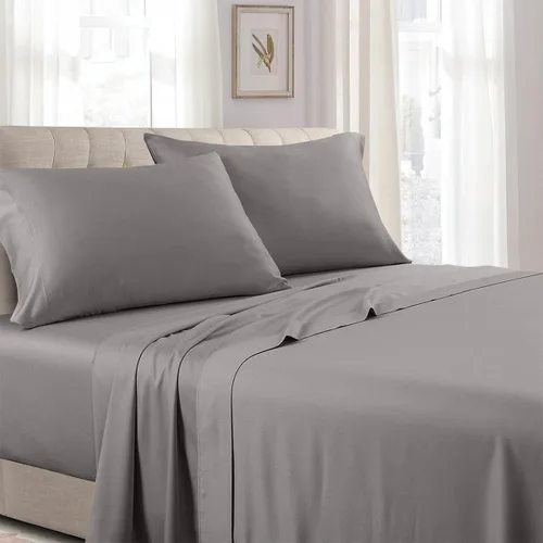 Vista 6 de Royal Tradition Juego de sábanas de satén de algodón de perfil bajo (7-10 pulgadas), tamaño individual, azul, ropa de cama de 3 piezas, fabricado