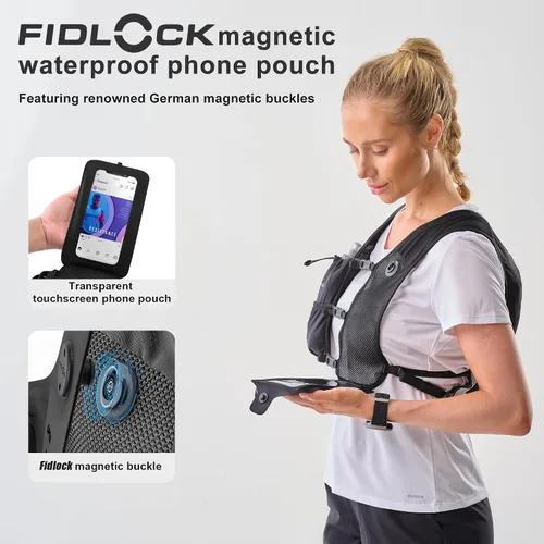 Vista 2 de Chaleco para correr con Botella Blanda de 350 ML de TPU, Chaleco Pequeño de Agua para Correr - Correas de Pecho Ajustables, Chaleco Ligero