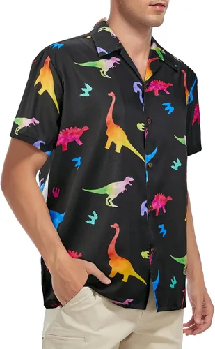 Vista 74 de Camisa hawaiana para hombre, con estampado floral, cómoda, con botones, casual, manga corta, ropa de playa para hombre