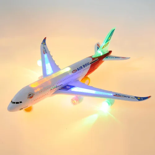 Vista 7 de PowerTRC Juguetes de avión para niños, juguete de acción Bump & Go con luz LED intermitente, música, sonido de avión, gran regalo para niños y niñas