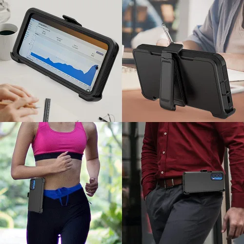 Vista 6 de Funda compatible con Motorola Edge 2021/Edge 5G UW 2021, resistente, a prueba de golpes, protección de cuerpo completo, con funda de clip para Negro