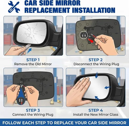 Vista 8 de Espejo retrovisor calefactado para el lado del conductor compatible con Dodge Ram Pick-Up 1500 2500 2009-2018 - Reemplazo 68079363AA 68050299AA