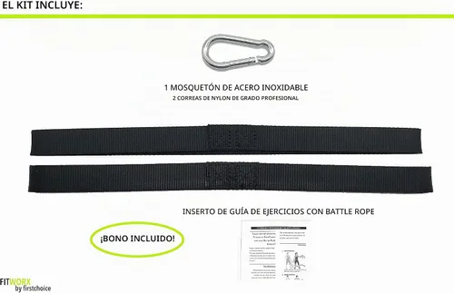 Vista 3 de Kit de correa de anclaje de cuerda de batalla con guía de entrenamiento de cuerda de batalla - FitWorx por RadBizz