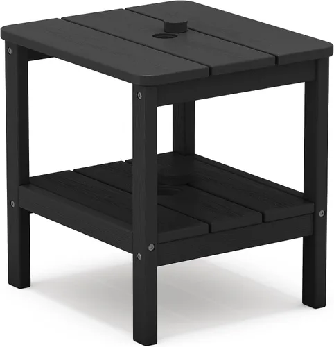 Vista 17 de SERWALL Mesa auxiliar de 2 niveles HDPE para exteriores, resistente a la intemperie, mesa auxiliar Adirondack rectangular Aruba