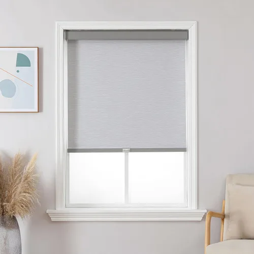 Vista 21 de Joydeco Persianas enrollables 100% opacas sin cordones para ventanas, persianas de parada libre, protección UV, persianas de tejido natural