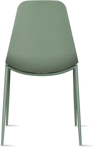 Vista 8 de 2xhome Silla moderna de cocina y comedor Cojín acolchado de tela Patas de metal y asiento de plástico sin brazos Oficina Interior Patio Café
