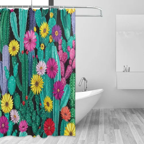 Vista 40 de MNSRUU Fabric Shower Curtain, Flowers and Butterflies Pink Waterproof Polyester Curtains with Hooks for Home Bathroom Decorative