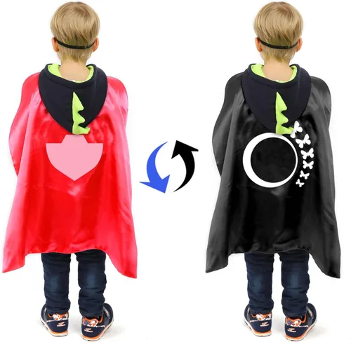 Vista 2 de Superhero Capes with Mask and Wristbands Superhero Dress up Costumes Christmas Halloween Birthday Party for Kids Gifts