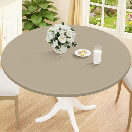 Vista 49 de Smiry Mantel redondo de pícnic, fundas de mesa elásticas impermeables para mesas de 18 a 24 pulgadas, manteles de vinilo con parte trasera
