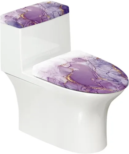 Vista 19 de Funda de asiento de inodoro de mármol blanco dorado para baño, cubierta de tapa de tanque de inodoro suave, 2 piezas, fundas de inodoro con tela