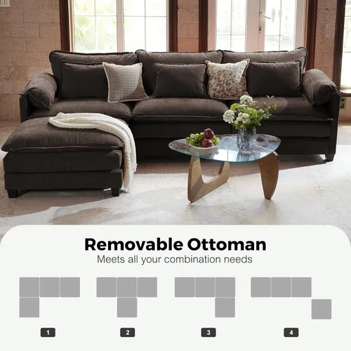 Vista 7 de Sofá modular de gran tamaño de 113 pulgadas, cómodo sofá en forma de L con funda extraíble, asiento ancho y profundo moderno para sala de estar