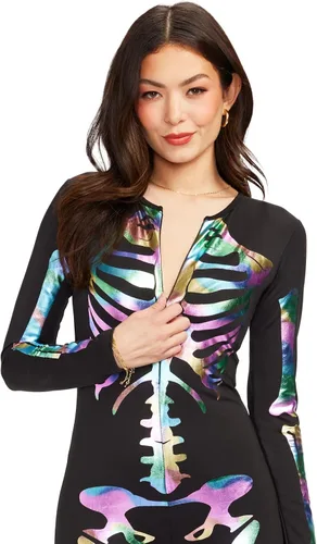 Vista 19 de Tipsy Elves Form Fitting & Flattering Skeleton Bodysuit for Halloween - Women's Skeleton Costume