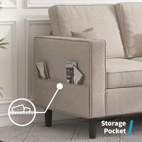 Vista 5 de Mjkone - Sofá seccional convertible, sofá en forma de L con otomana de almacenamiento, sofás para sala de estar, muebles de sala de estar, adecuado