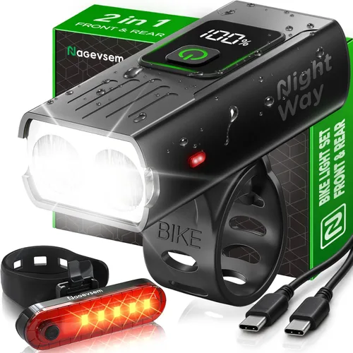 Vista 10 de Bike Lights Front and Back for Night Riding, Rechargeable Bicycle Light Set