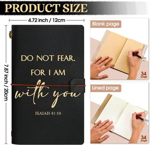 Vista 2 de Tinlade 12 piezas de regalo de iglesia cristiana, diario religioso inspirador de cuero, cuaderno A6, cuaderno con forro recargable, regalo