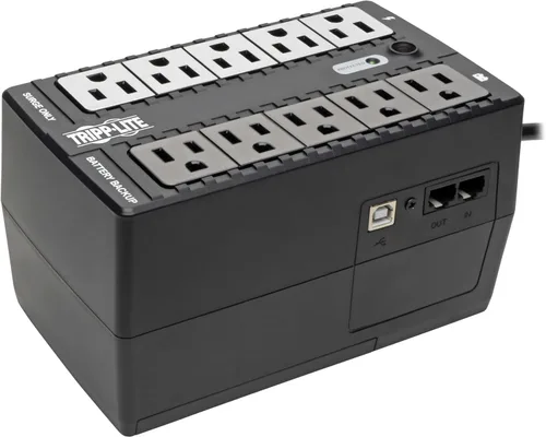 Vista 6 de Tripp Lite, INTERNET350U, estabilizador de 350 VA 180 Watts, con 6 salidas, Standby UPS para PC Negro