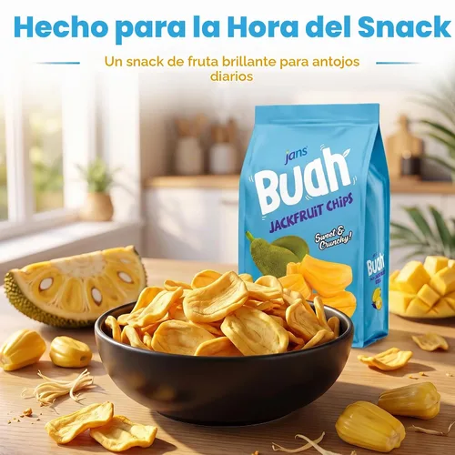 Vista 4 de Chicles de Jaca 7 Oz Jans Buah - Chips de Jaca Secas, Snack de Fruta Sin Gluten, Experiencia Auténtica de Fruta, Fruto de Jaca Seco, Deshidratado