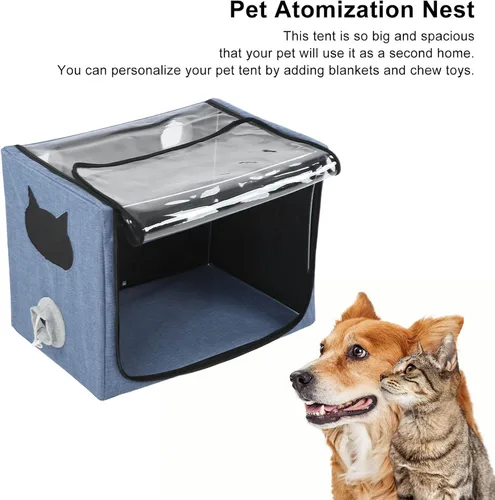 Vista 2 de Caja de nebulización para cachorros, inhalación de oxígeno para mascotas pequeñas, caja de atomización para gatos y perros, máquina de inhalación