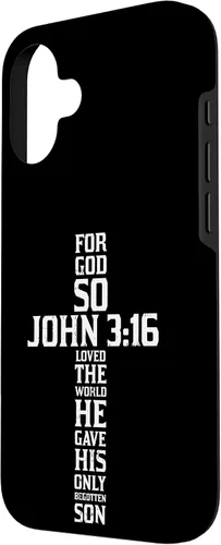 Vista 2 de iPhone 16 Cross John 3:16 Verso Biblia Dios Jesús Fe Cristiano Estuche de regalo