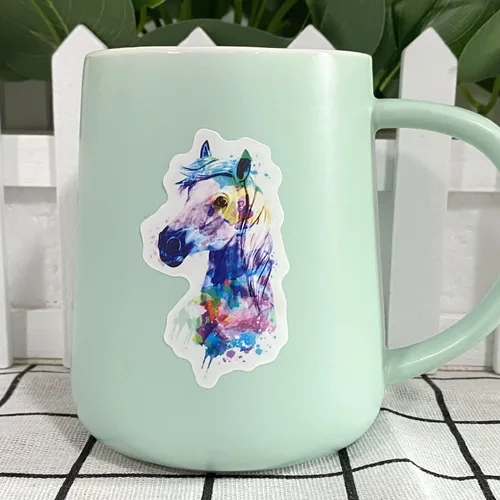Vista 6 de AOWDIAO Paquete de 100 calcomanías de caballos, calcomanías de vinilo impermeables para botella de agua, laptop, recuerdos y regalos de fiesta