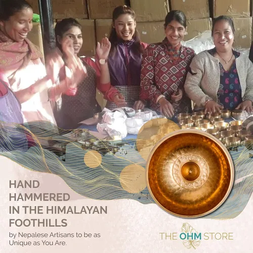 Vista 8 de Juego de cuencos tibetanos de Ohm Store — Cuenco de meditación Lingam martillado a mano — Yoga, equilibrio de chakras, atención plena, alivio