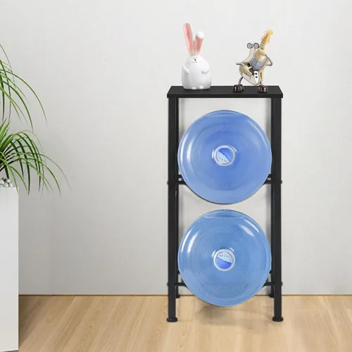 Vista 7 de MOOACE Estante para jarra de agua de 5 galones, organizador de 2 niveles para botellas de agua con estantes de almacenamiento, estante dispensador