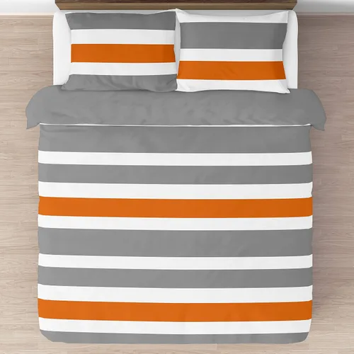 Vista 3 de Sweet Jojo Designs Gris, naranja y blanco para niños, adolescentes de 3 piezas Full/Queen Boys Stripe Set Collection Rayas grises y naranjas