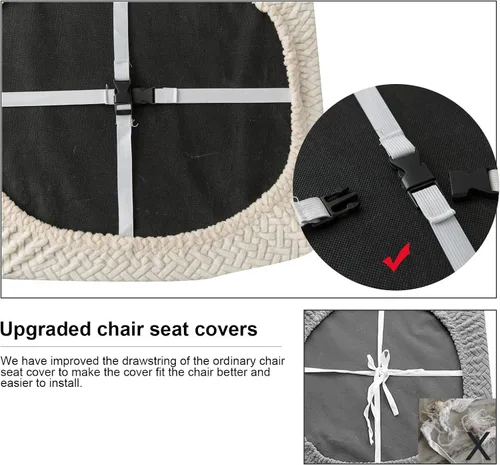 Vista 5 de Genina Fundas de Asiento para Silla de Comedor Fundas de Asiento Deslizables Fundas de Silla de Cocina (Beige, 2 Piezas)