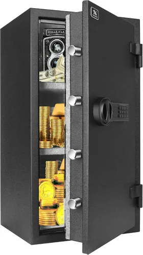 Vista 12 de TIGERKING Caja fuerte ignífuga, 1.8 pies cúbicos, caja de seguridad digital grande de acero con teclado de botón de código, resistente para el hogar