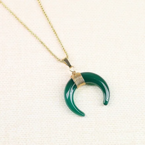 Vista 4 de COAI Collar de luna de cristal curativo para mujer, Piedra, Ágata