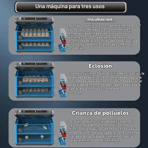 Vista 6 de Incubadora de huevos, incubadora de huevos, 128-500 huevos de gallina, incubadora de pollo completamente automática con girador automático