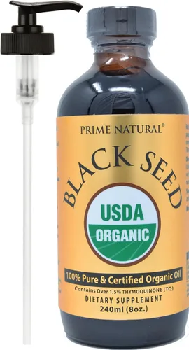 Vista 9 de Aceite de semilla negra orgánico Prime Natural 120 mL - Prensado en frío sin refinar, alto contenido de timoquinona 1.7%, certificado USDA - Origen