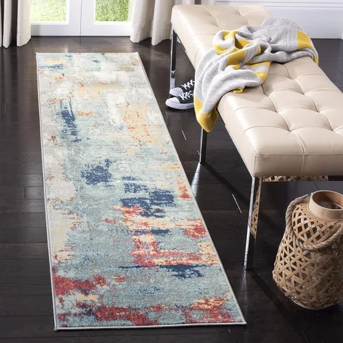 Vista 14 de SAFAVIEH Jasper Collection - Alfombra decorativa de 2 x 4 pies, azul y marfil, diseño abstracto moderno, no desprende pelusa y de fácil cuidado