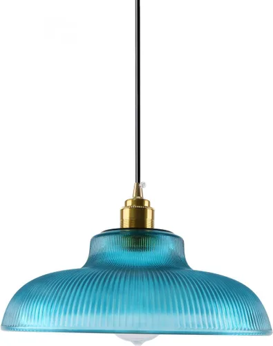 Vista 15 de Lámpara colgante enchufable de cristal azul, lámpara colgante dorada de altura ajustable con interruptor de encendido/apagado de cable de 14.7 pies