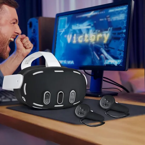 Vista 7 de Silicone Cover Compatible with Meta Quest 3, VR Silicone Cover Accessories for Meta Quest 3 Waterproof Silicone Face Cover, Controller Grip Cover