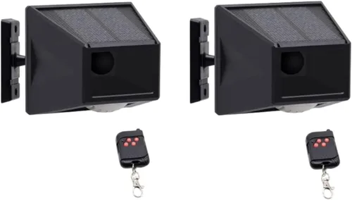 Vista 7 de Detector de sensor de movimiento al aire libre con alarma solar IP65 resistente al agua 129db alta sirena lámpara estroboscópica con control remoto
