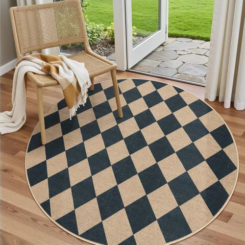 Vista 60 de Lahome Alfombra de yute a cuadros fácil 2'x3', alfombra pequeña para entrada, antideslizante, alfombra para la puerta delantera de la cocina