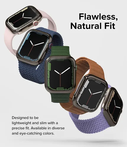 Vista 3 de Ringke Estilo de bisel [elegante marco de acero inoxidable] compatible con Apple Watch Series 9, 8, 7 (1.772 pulgadas), protector antiarañazos