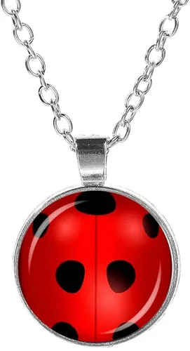 Vista 3 de Lucky Ladybug FKOJMH - Aretes de mariquita buenos aretes para niñas, collar de mariquita de la suerte para niñas, aretes de disfraz de mariquita