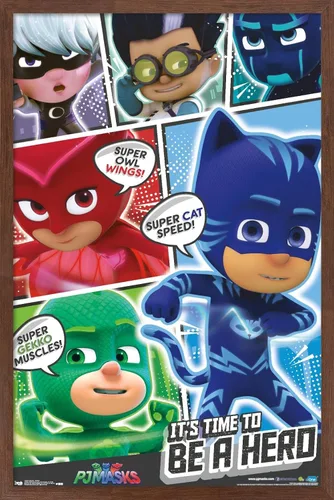 Vista 17 de Trends International PJ Masks - Póster de pared, 14.725 x 22.375 pulgadas, versión enmarcada de madera de granero