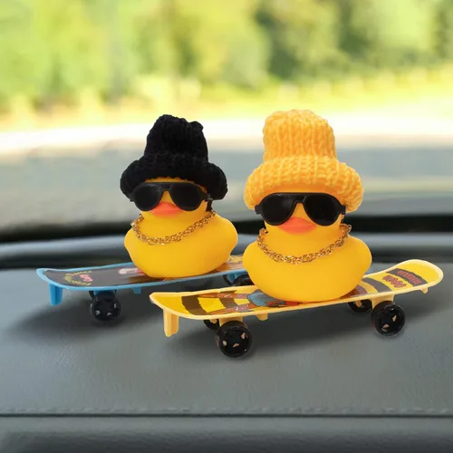 Vista 7 de wonuu Adorno de pato de goma para salpicadero de automóvil, accesorios de decoración para tablero de automóvil, accesorios de decoración con mini
