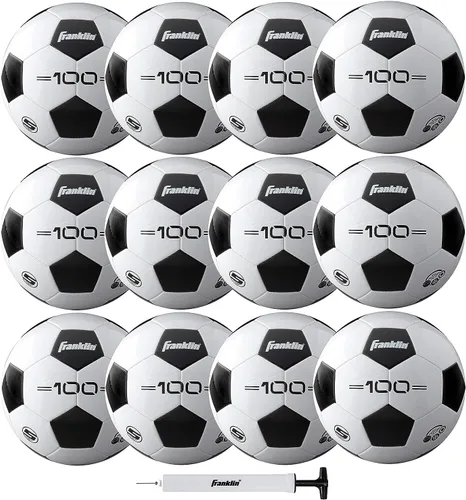 Vista 11 de Franklin Sports - Pelotas de fútbol para jóvenes y adultos - Tamaños 3, 4 y 5 - Paquetes individuales y a granel - Negro y blanco